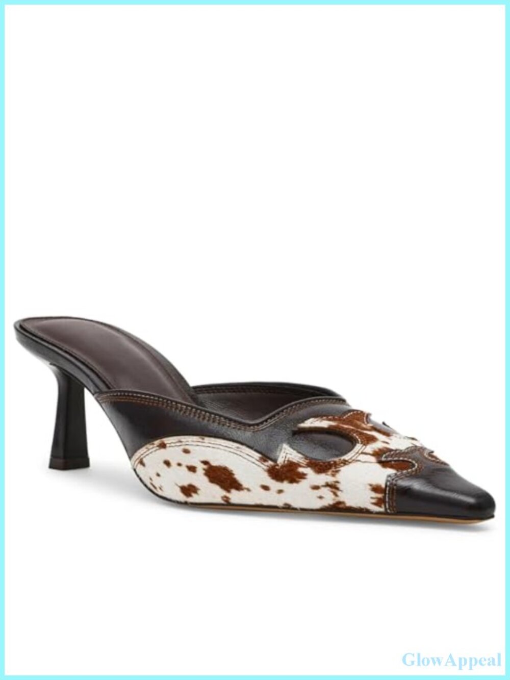 Pointed Toe Kitten Heel Mules Slip On Backless Pumps Faux Leather